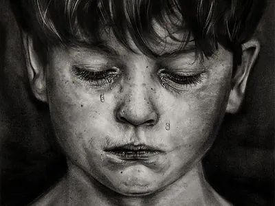 SARS-CoV-2 black and white child fine art pan pastel pastel portrait