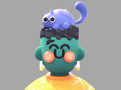 Frankenstein Kawaii 3d 3d artist catlover cats character character design characterdesign colors dribbble best shot frankenstein halloween halloween design kawaii kawaii art love maxon spider web spooky webdesig zombi