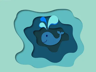 Whale illustration paper art papercut whale whales