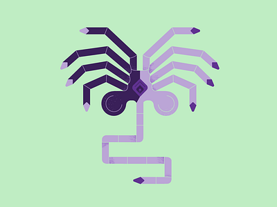 Vectober / 11 / Disgusting alien arachnid bold chestburster facehugger flat geometric gross illustration minimal parasite parasitic science fiction scifi spider vector xenomorph