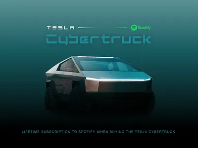 Tesla Cybertruck x Spotify app branding car cybertruck design electric elon musk gradient graphic design minimal spotify tesla teslacybertruck truck ui ux vehicle web web design