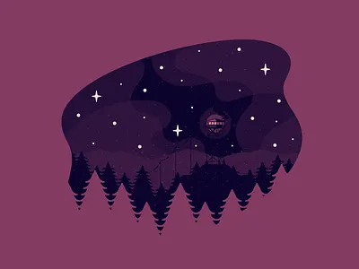 Vectober 15: Outpost firewatch forest halftone illustration inktober inktober2020 lookout outpost starry night texture vectober vectober2020