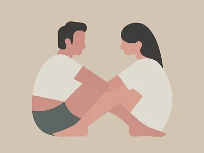 FACE TO FACE couple female flat illustration love male man minimal morandi vector woman