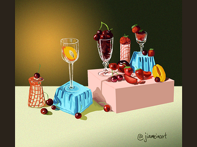 Still Life 2 colours fruits illustration photoshop stillife study