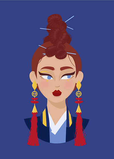 Earrings character faces graphic illustration illustrator people primary colors woman women