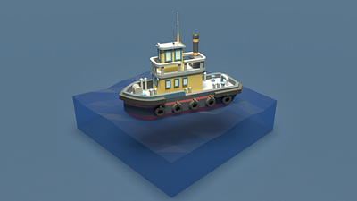 Asset Forge Daily build: Tugboat 3d art asset forge blender3d illustration low poly render tugboat