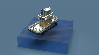 Asset Forge Daily build: Tugboat Angle 3 3d art asset forge blender3d illustration low poly render tugboat