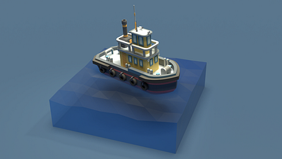 Asset Forge Daily build: Tugboat Angle 2 3d art asset forge blender3d illustration low poly render tugboat