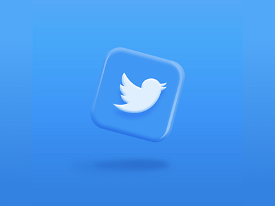 伪C4D质感-twitter图标 c4d design flat icon ui