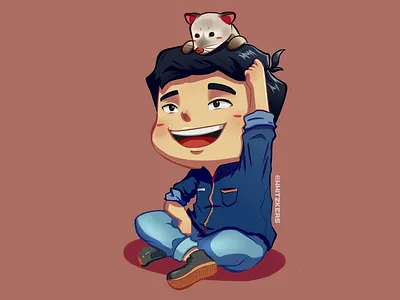 Quality Time with Pet 2d 2d art animal animal art anime character cute art digitalart digitaldrawing illustration pet photoshop