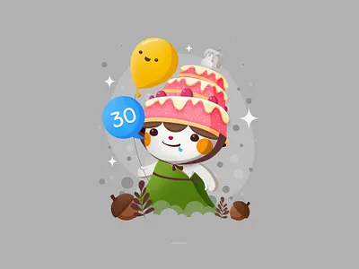 Thirty Birthcake 30th birthday character design cute illustration kawaii october 11 thirty vector