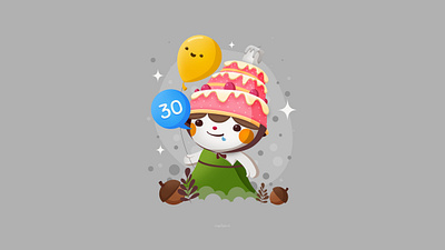 Thirty Birthcake 30th birthday character design cute illustration kawaii october 11 thirty vector