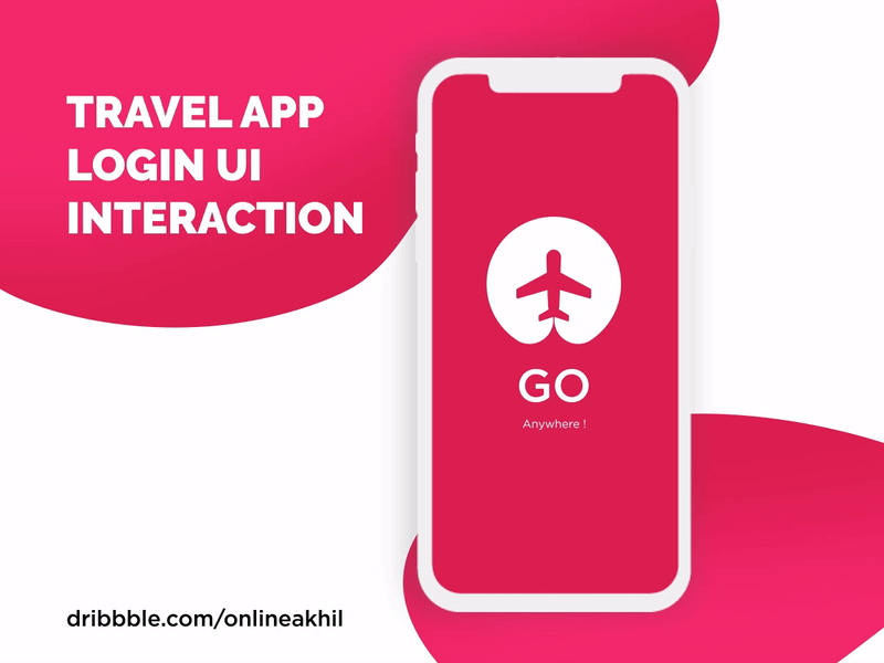GO - Travel App Login Interaction animation app branding design flat login interaction minimal ui ux