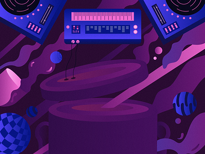 DJ night bar flat graphic design illustration music night