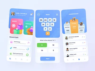 Quiz App app apps blue chart clean design gradient illustration ios leaderboard question quiz quiz app rank task ui ux