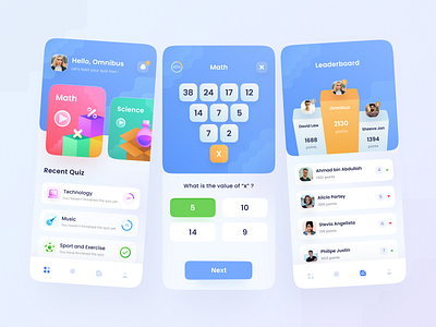 Quiz App app apps blue chart clean design gradient illustration ios leaderboard question quiz quiz app rank task ui ux