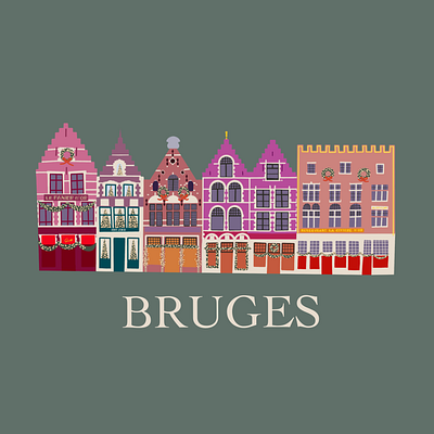 Christmas in Bruges belgium bruges christmas cute december europe holidays illustration procreate travel xmas