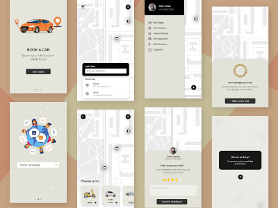 Cab Booking App Screens app screens cab navigation ride app taxi taxi booking app