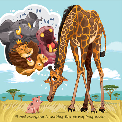 Children's Book Drawing Project. Giraffe and Piglet Story.