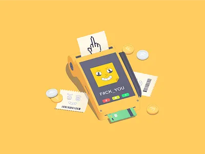 Terminal 2d 3d color design flat humor illustration isometry money pay stylize terminal vector