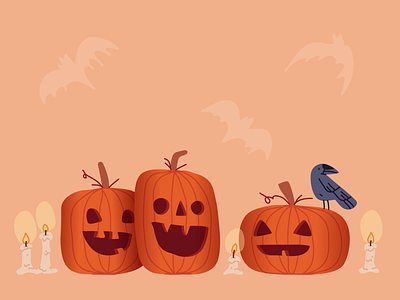 Ready for Halloween bats bird candles character character design crow drawing editorial halloween hand drawn illustration jack o lantern line minimal pumpkin pumpkins raven vector