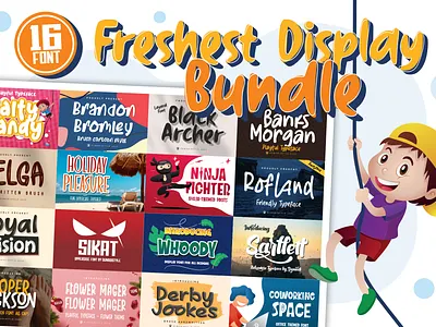 Freshest Display Bundle animation app bold branding bundle covid19 design font handmade newfont typography web