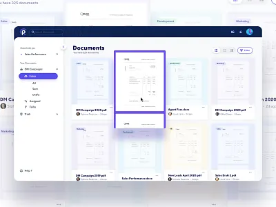 Documents Grid View - SAAS application clean dashboard document filter grid grid view product design saas saas app saas design side menu ui web app