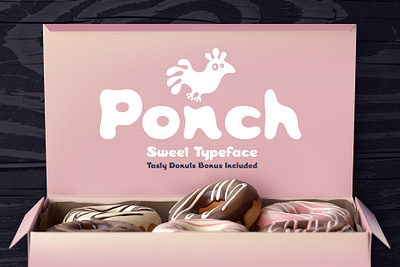 Ponch font and graphics abc alphabet design donuts font funny kids label lettering smooth sweet type typeface typography