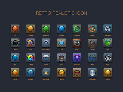 Retro realistic icon icon realistic retro