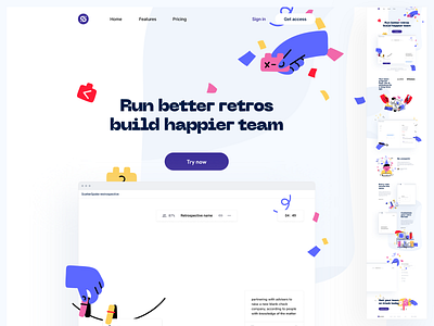 Scatterspoke - Visual exploration happy illustration landing page retro font retrospective ui