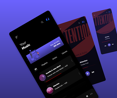 Music App app dark ui music app ui ux