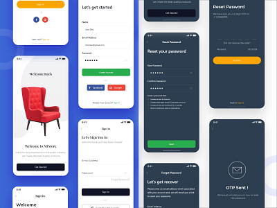 Mobile App Registration Screens adobe xd android android app design app screens design illustration ios app ios app design login screen mobile app otp registration registration page screens sign in sign in screen sign up signup uidesign welcome screen