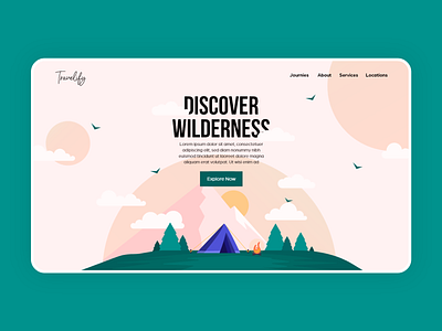 Travelify Homepage adobe xd app branding clean creative design explore illustration landing page map minimal people places specindia travel traveling ui ux vacation wanderlust website