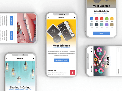 Brighten | Mobile Kit & PWA app app design bright bright colors brighten button design color highlight homepage landing page login page mobile mobile app mobile design mobile kit progressive web app pwa ui ux web app design webdesign