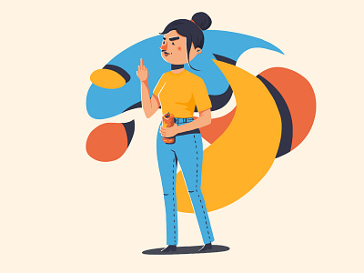 Hello Monday attitude beer beer can bun can character character design estrella female female character finger fuck fuck off fuck you gesture girl jeans middle finger pose