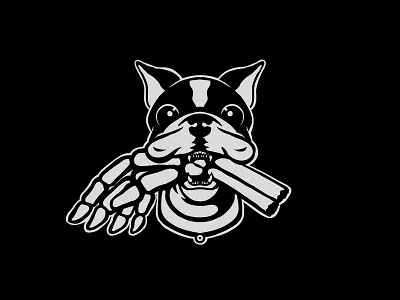 Dexter bite bones boston terrier branding collar dog halloween hand illustration illustrator logo mutt pet procreate puppy skeleton sketch teeth