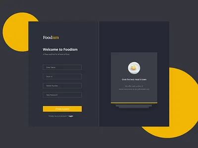 Foodism Sign Up Page adobe xd behance dailyui design design thinking designs digital art dribbblers graphic design ixd layout design typography ui ui concept ui trends uiux user experience user flow web app website design