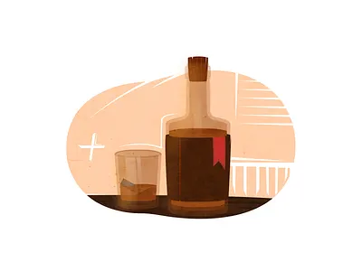 Bottle Of Old Aged Whiskey 2d art bar bottle bourbon bullet bullets cowboy design drawing dribbble illustration noise old fashioned retro saloon texture vector whiskey wild west