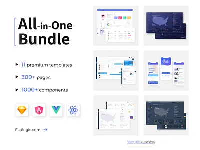 All in One Bundle admin template admin templates angular angular admin template app bundle dashboard framework javascript react reactjs ui ux vue vuejs web