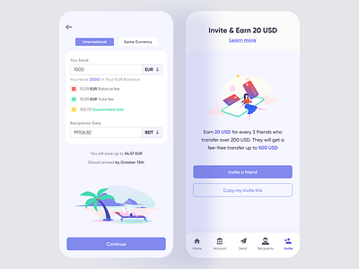 Banking App (Send & Invite) banking bankingappdesign earnmoney finance financialapp fintech fintechapp hybridapp hybridappdesign illustrations invitefriend mobileapp mobileappdesign sendmoney