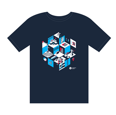 T-shirt illustration design cube digital energy gas illustration infographic design infrastructure innovation oil polygons