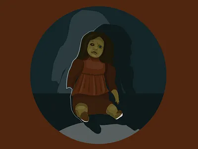 Old Doll blood dark doll illustration red scary weird weirdart