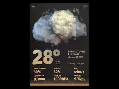 CB Design PC-051 3d c4d c4dart c4dtoa cinema4d cloudy dailyposter design designeveryday layout midautumn moon poster weather weather app weather forecast