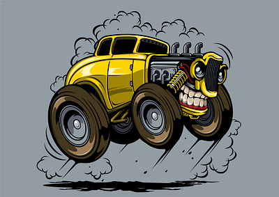 angry hotrod cartoon style animation cartoon cartoon character cartooning cartoons design funny character illustration typography vector