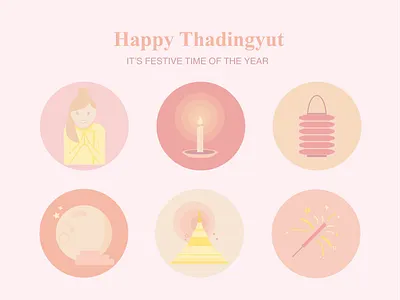 Thadingyut Festival 2020 festival icon illustration vector
