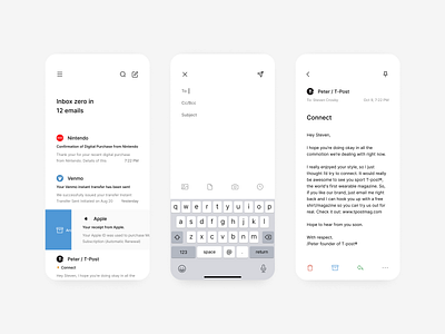 hellomail app email inbox ios mail minimal mobile simple ui ux zero