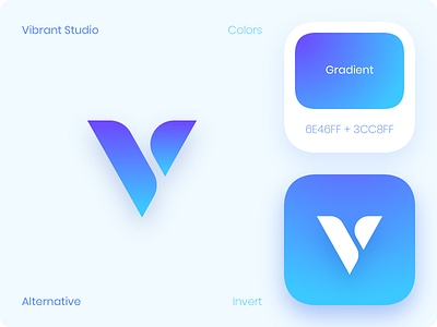 Vibrant Studio alternative logo antipslava brand identity branding brandmark colorful creative geometric gradient graphic design letter v lettermark logo logomark modern logo typographic logo typography v logo vector graphics лого логотип