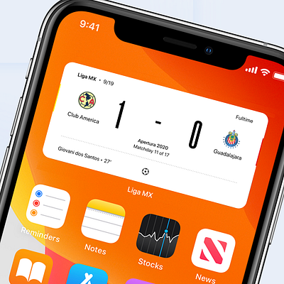 Soccer Score Widget 4 app design flat icon interface ios ios14 patterns soccer typography ui ux widget