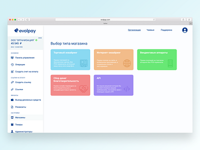 Evolpay - Store creation app design internet pay store ui ux web