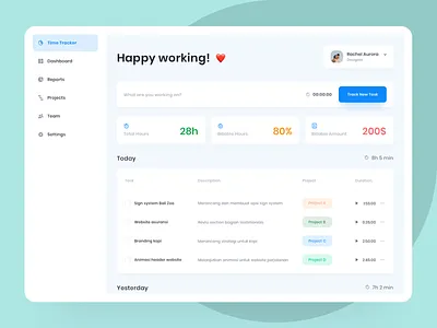 Time Tracker - Exploration cards daily dashboad dekstop design desktop exploration explore icon time tracker ui uidesign userinterface